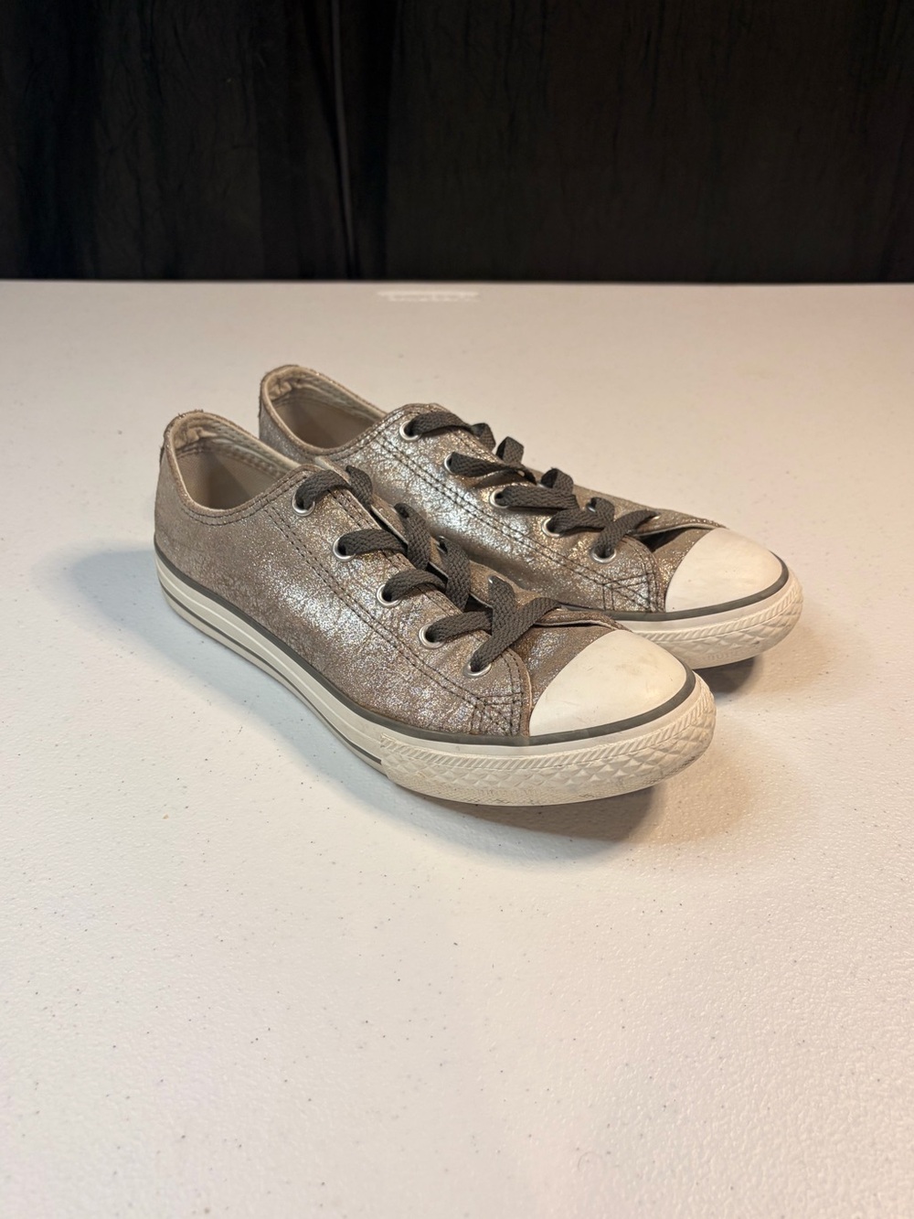 Converse Chuck Taylor All Star Metallic Bronze Leather Low Top Sneakers 626141C
